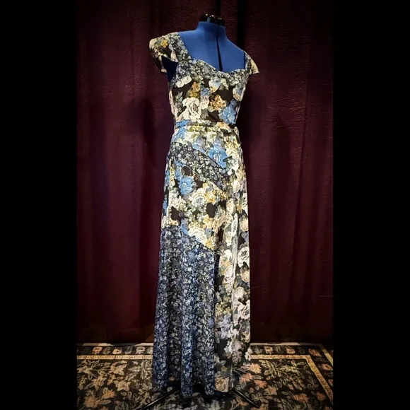 free people la fleur maxi dress Free People Womens La Fleur Crepe Maxi Floral Dress Size 4 Small S OB810774 NWT